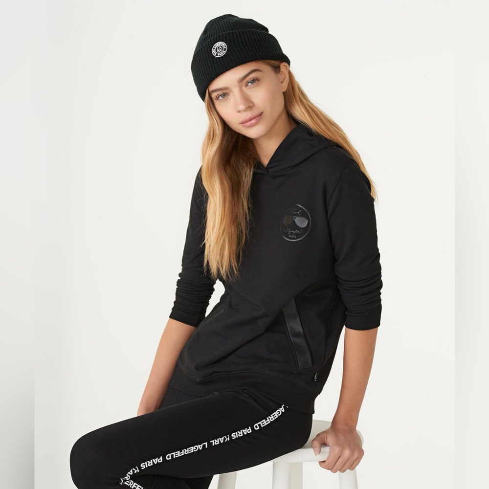 Women’s Karl Lagerfeld Light Oversized Black Logo Hoodie Size XXS
